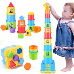 Brinquedos empilháveis iPlay iLearn com classificador de formas para crianças de 1 a 3 anos