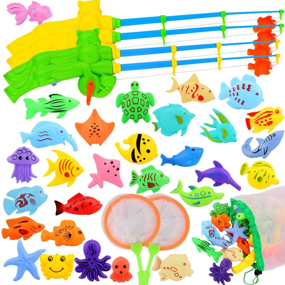 Brinquedos magnéticos para piscina de pesca AUUGUU com vara e peixe flutuante