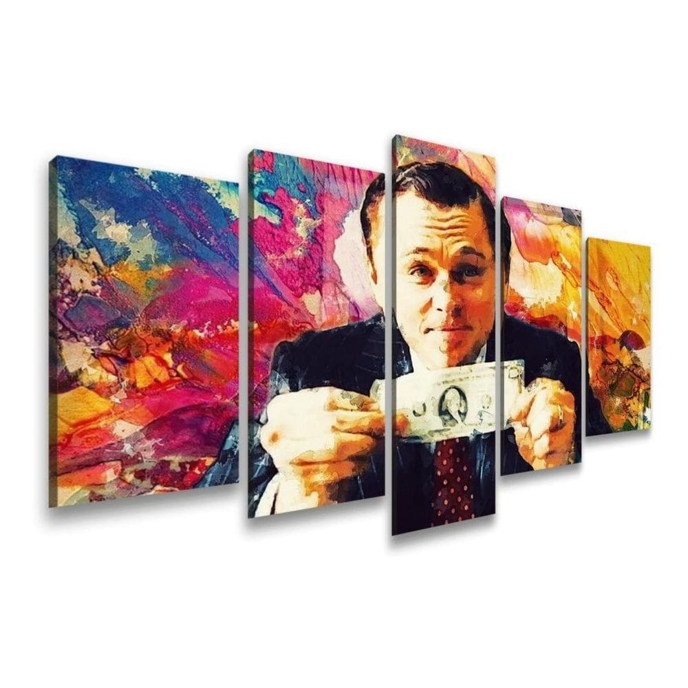 Quadro Decorativo Mosaico 5 Peças Lobo De Wall Street