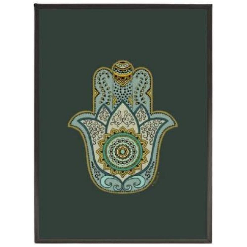 Quadro Místico Mão Indiana 33X24Cm Com Vidro - Madeira Preta