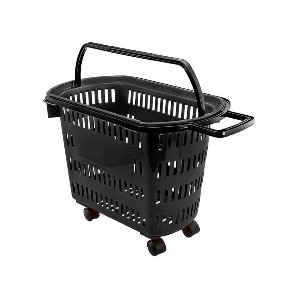 Cesta Mercearia 30L C/Rodas - Preto