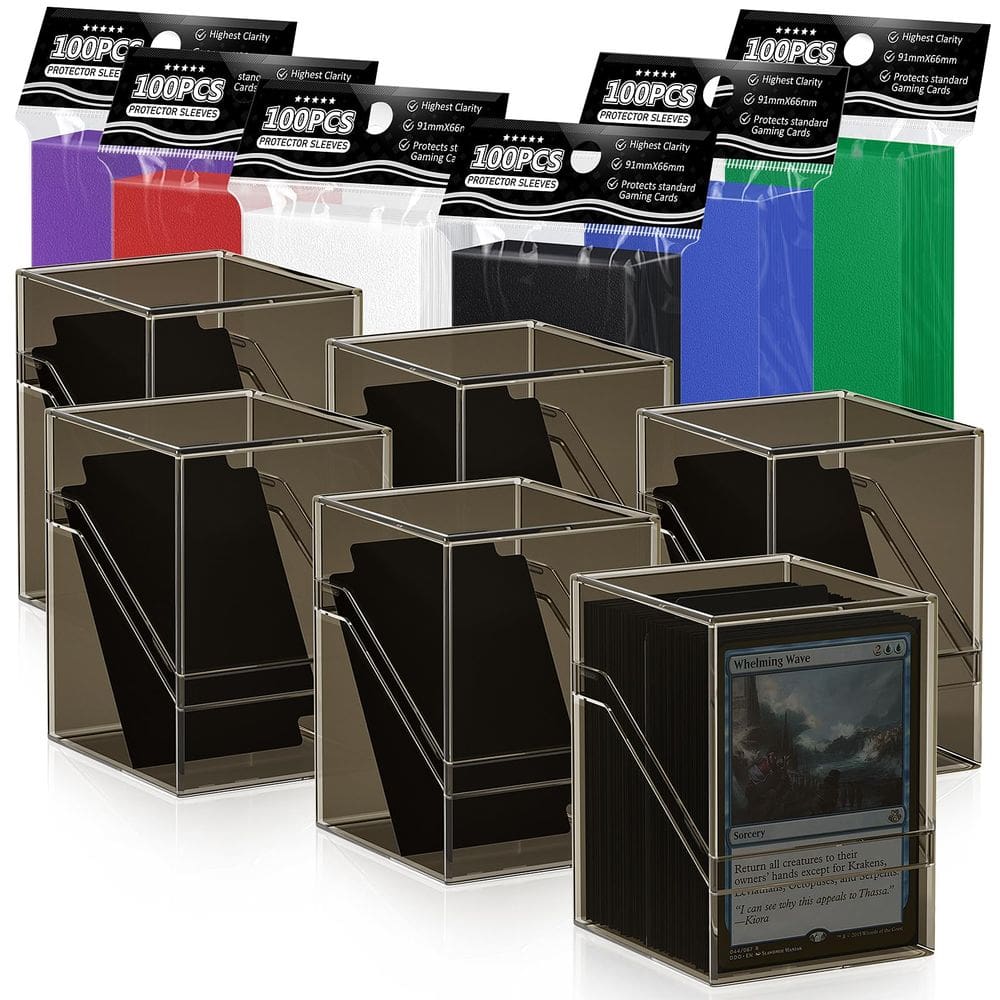 Estojos para baralho de cartas, caixa de armazenamento com mangas e divisórias, pacote com 6