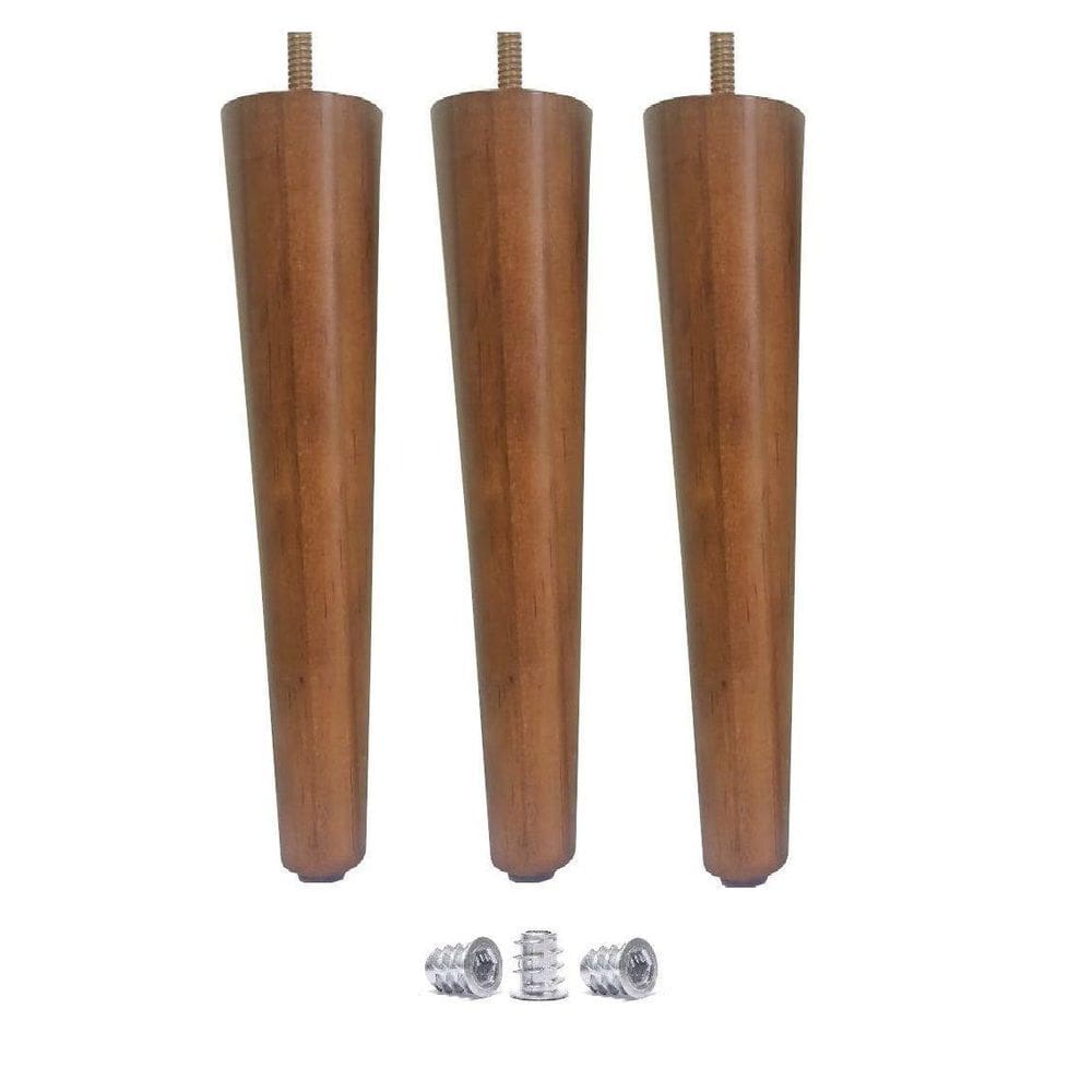 Kit 3 Pé Palito 35Cm Sofá Mesa Marrom Claro + Bucha