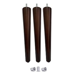 Kit 3 Pé Palito 30Cm Sofá Mesa Marrom Escuro + Bucha