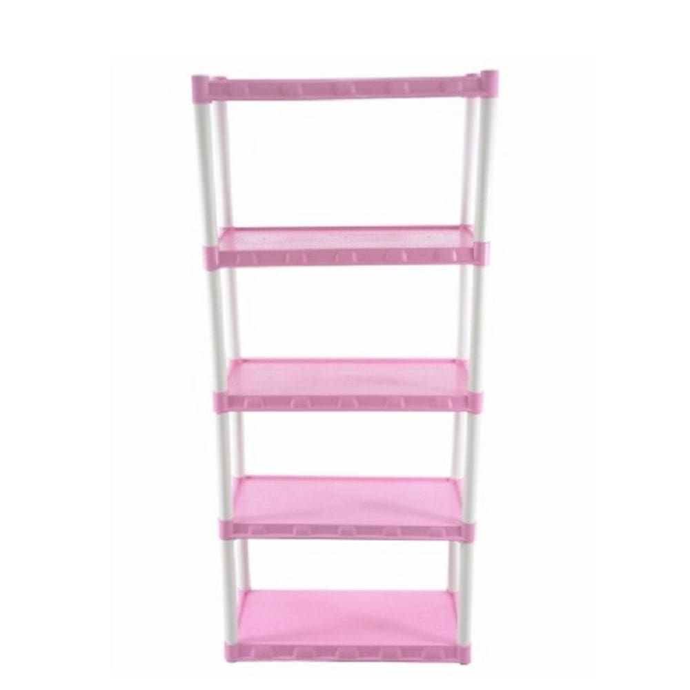 Estante Plástica Grande Rosa com 5 Prateleira