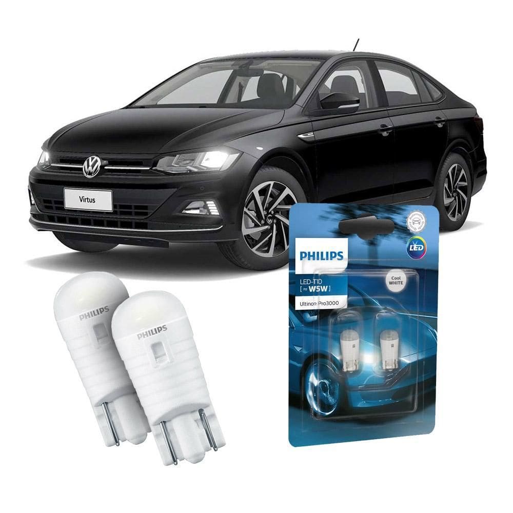 Par Lâmpada Led Farolete Virtus Philips Ultinon