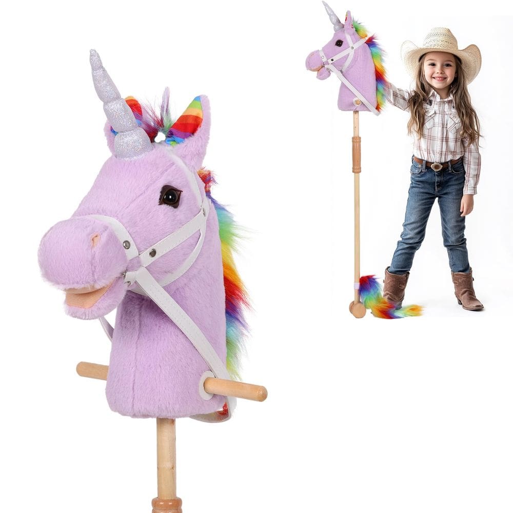 Pelúcia Stick Horse PLYFOU com rodas de madeira Real Pony Sounds