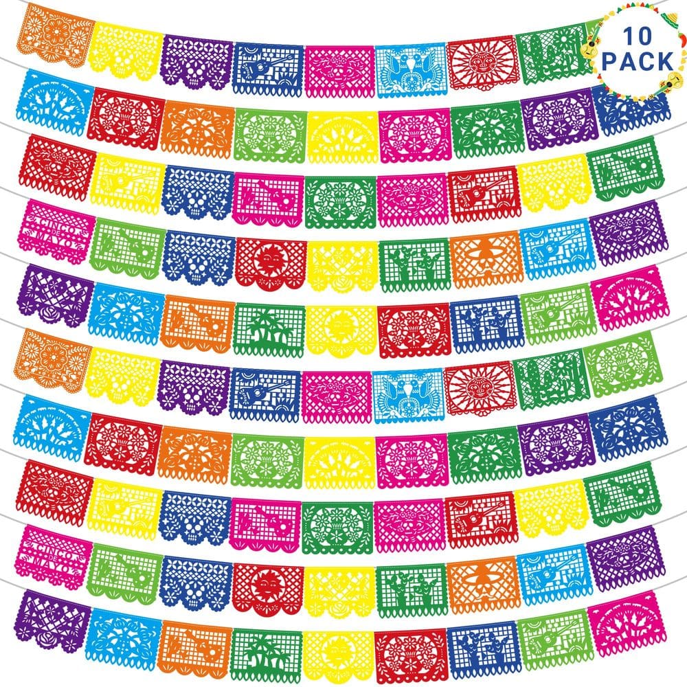 Decorações de festa Heartome Fiesta Banner, pacote com 10, 55 m