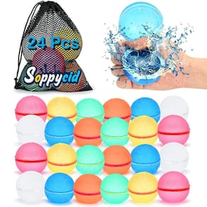 Balões de água 98K reutilizáveis, 24 unidades com bolsa de malha, bola de silicone