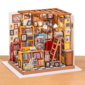 Kit de casa de bonecas ROBOTIME Miniature DIY Library House 195x175x175mm