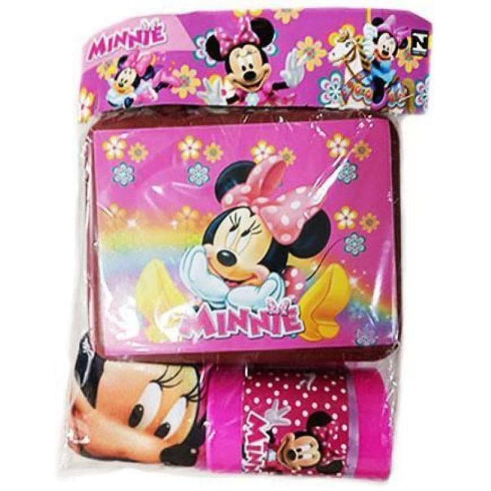 Kit Minnie Com 1 Lancheira De Maletinha + 1 Copo + 1 Toalha