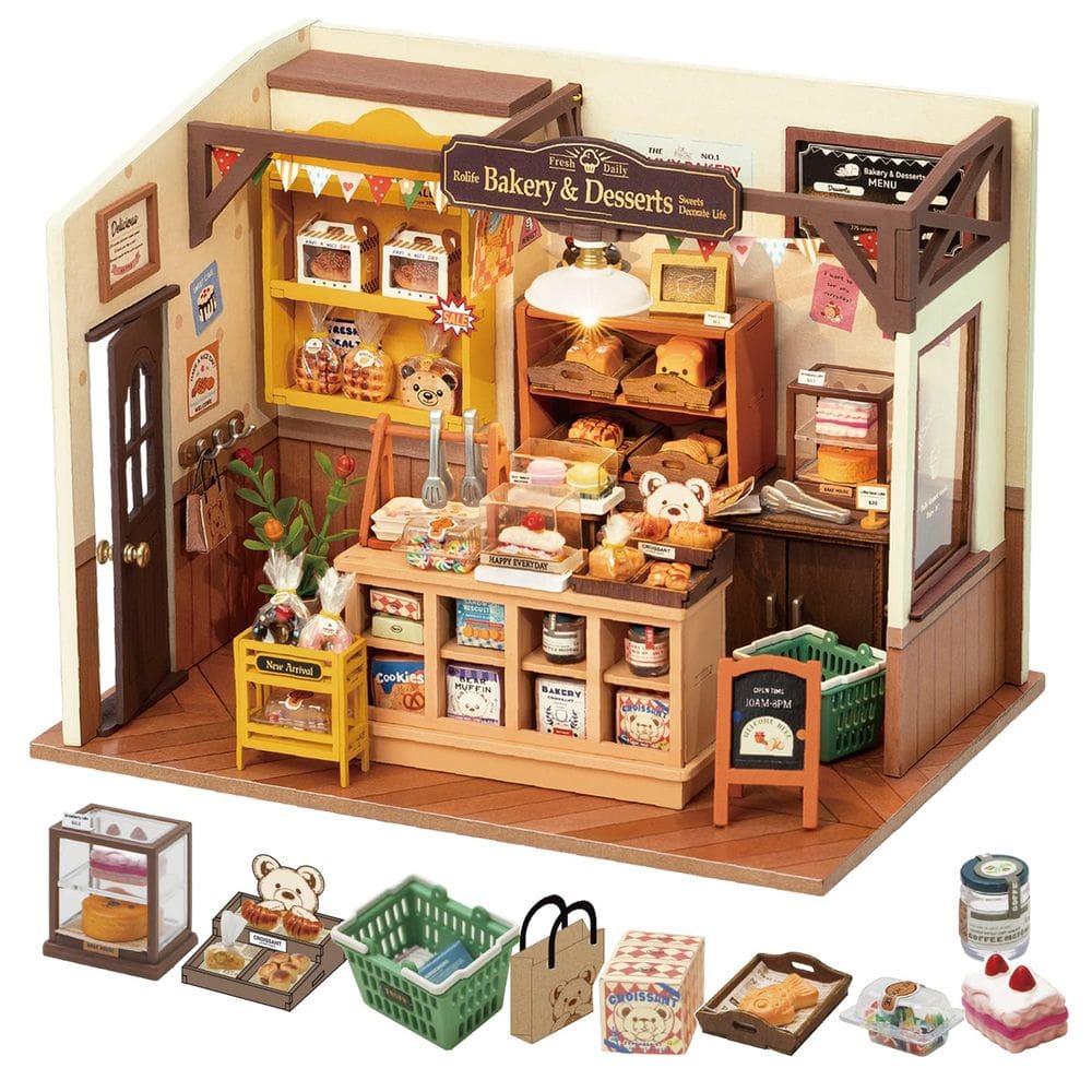 Kit Doll House Diorama Rolife Becka`s Bakery com LED 1/24