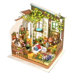 Kit de casa em miniatura RoWood Miller`s Garden em escala 1:24 com móveis