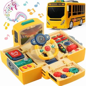 Brinquedo de ônibus escolar HONGTUO com som, luz e volante 1-5y