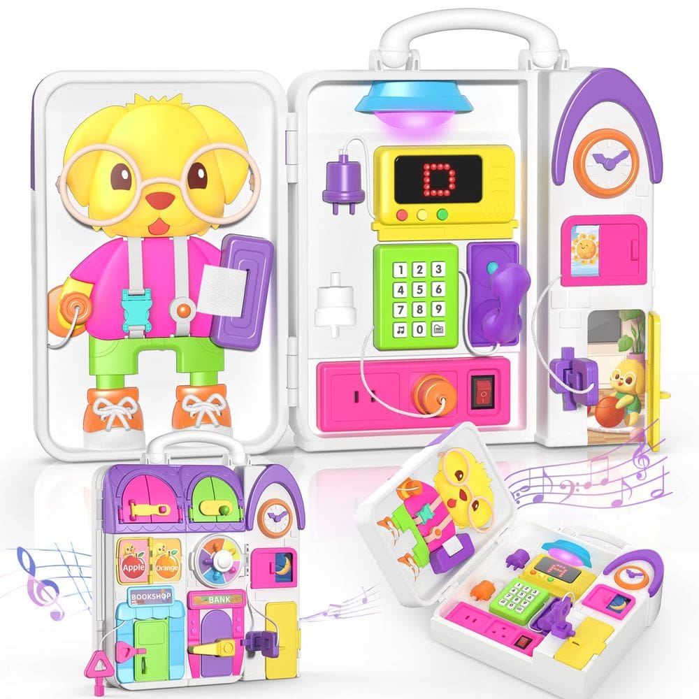 Montessori Busy Board INNOSKY por 1-2 anos com música e bilíngue