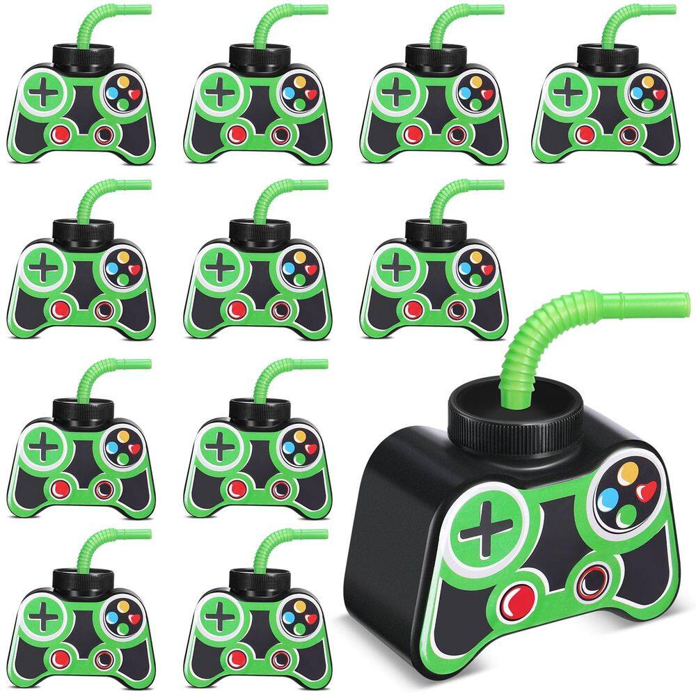 Copos Mifoci Video Gaming Party Favor 300 ml com canudo e tampa x12