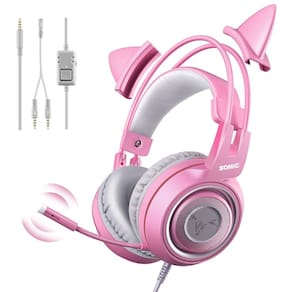 Fone de ouvido para jogos SOMIC G951s rosa com microfone para PS4, Xbox, PC e muito mais