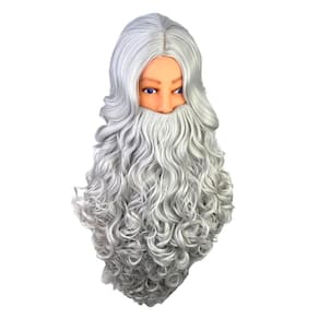 Peruca e Barba Grisalha Moises Noé Isac + | 35cm 75cm Cinza