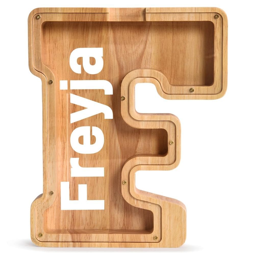 Piggy Bank PrimRend Wooden Letter Money Coin Cash Saving Bank