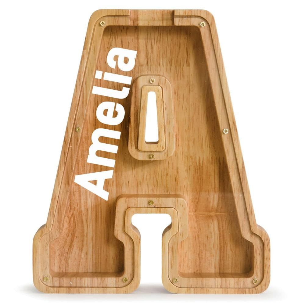 Piggy Bank PrimRend Wooden Letter Money Coin Cash Saving Bank