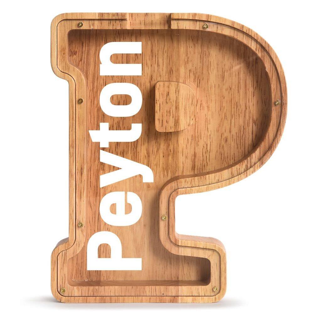 Piggy Bank PrimRend Wooden Letter Money Coin Cash Saving Bank