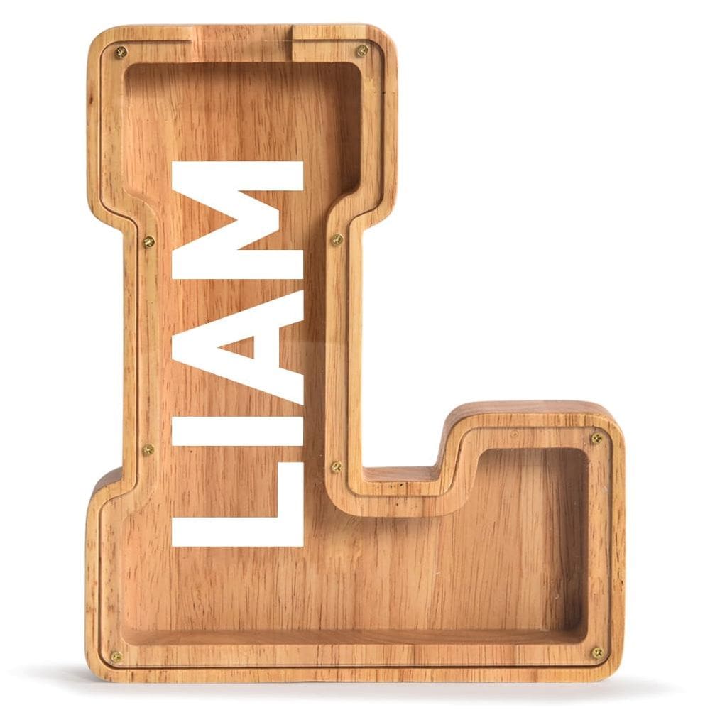 Piggy Bank PrimRend Wooden Letter Money Coin Cash Saving Bank