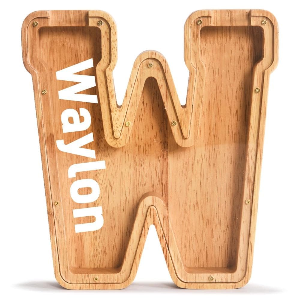 Piggy Bank PrimRend Wooden Letter Money Coin Cash Saving Bank