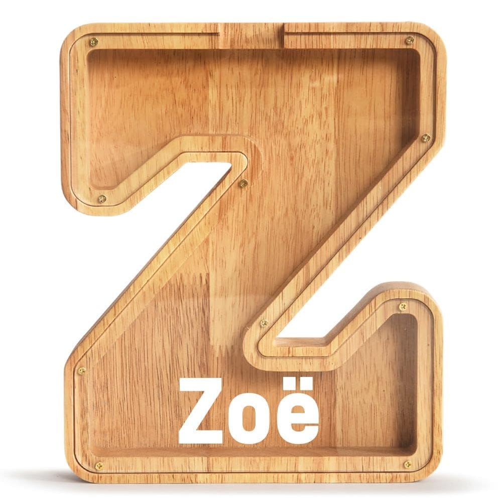 Piggy Bank PrimRend Wooden Letter Money Coin Cash Saving Bank