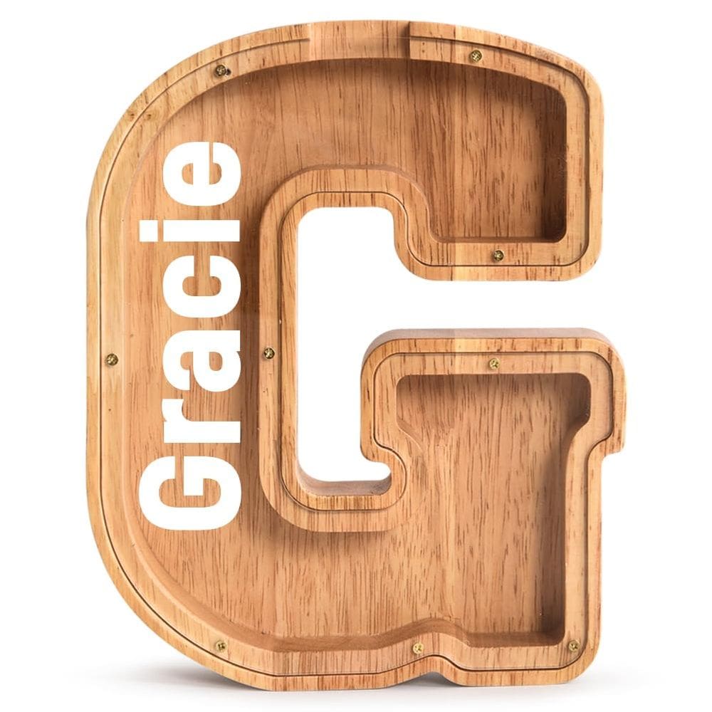 Piggy Bank PrimRend Wooden Letter Money Coin Cash Saving Bank