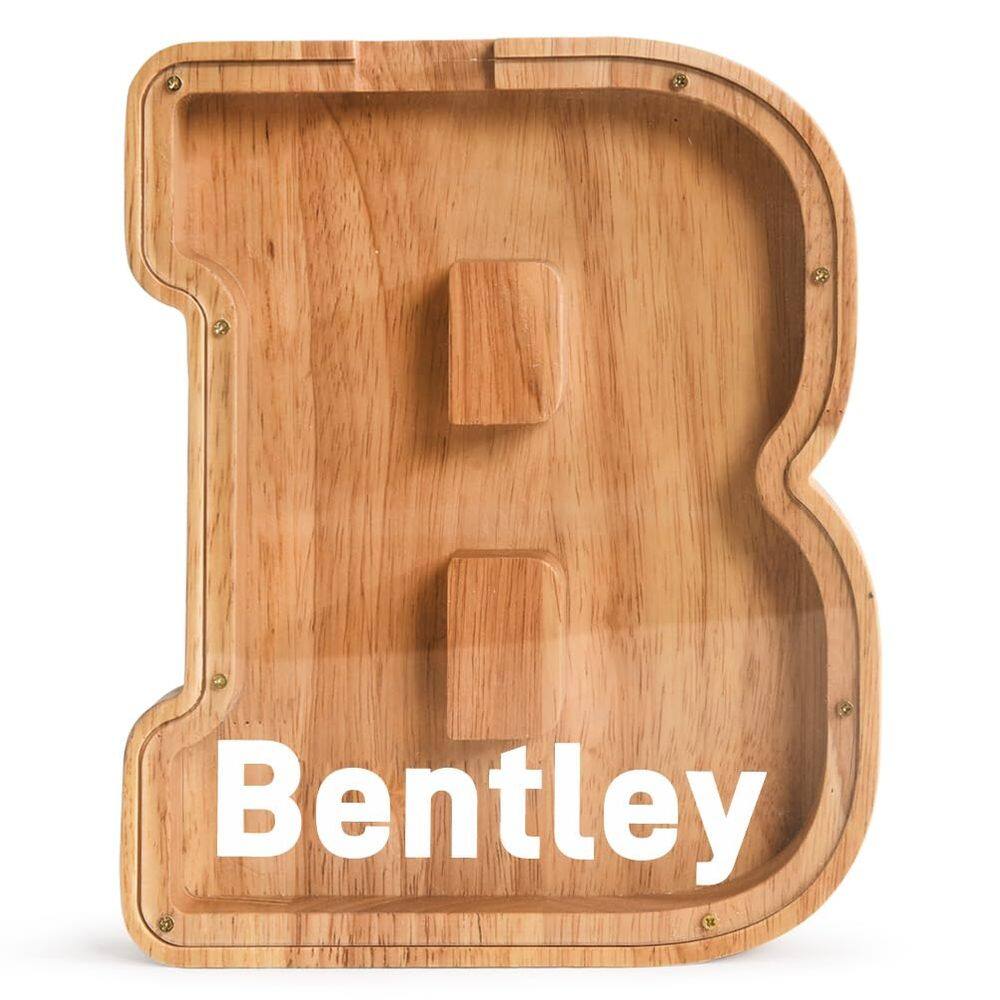 Piggy Bank PrimRend Wooden Letter Money Coin Cash Saving Bank