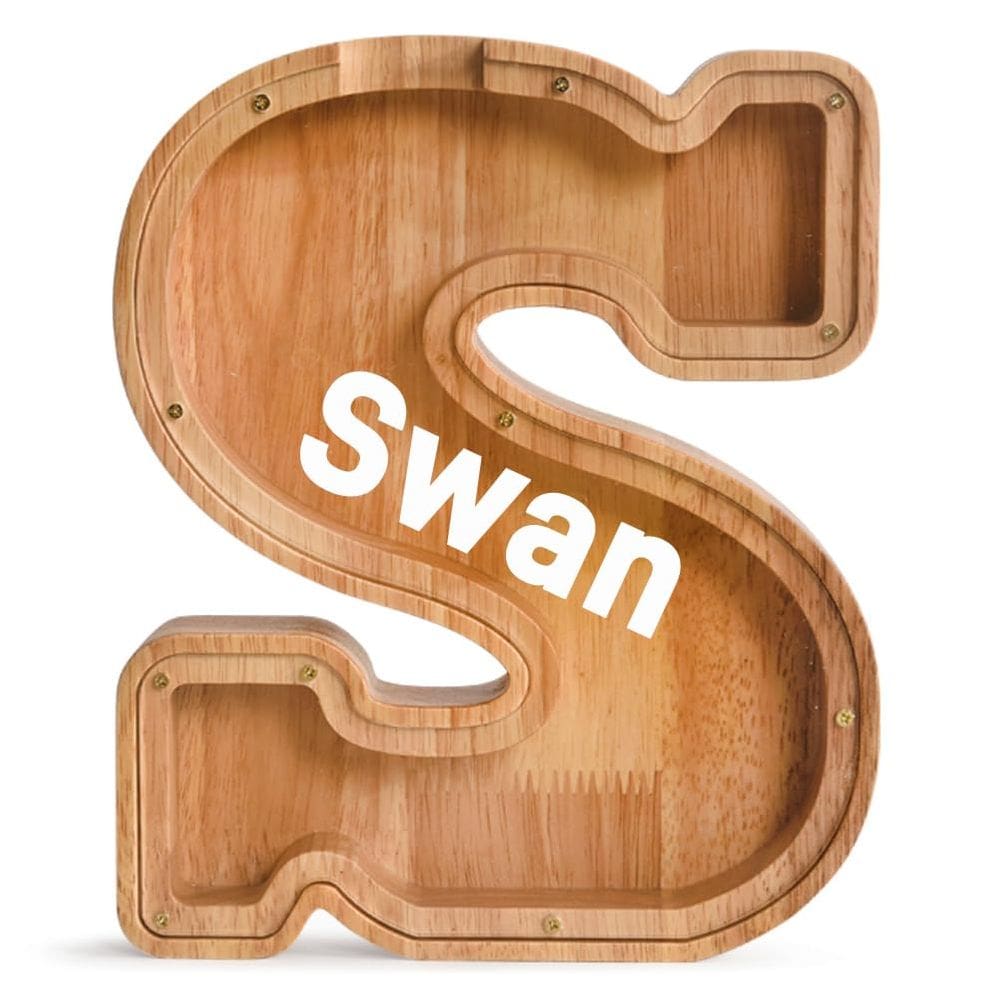 Piggy Bank PrimRend Wooden Letter Money Coin Cash Saving Bank