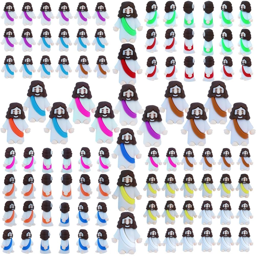 Brinquedos de Páscoa Mini Rubber Jesus Figures, 200 unidades para crianças e adultos