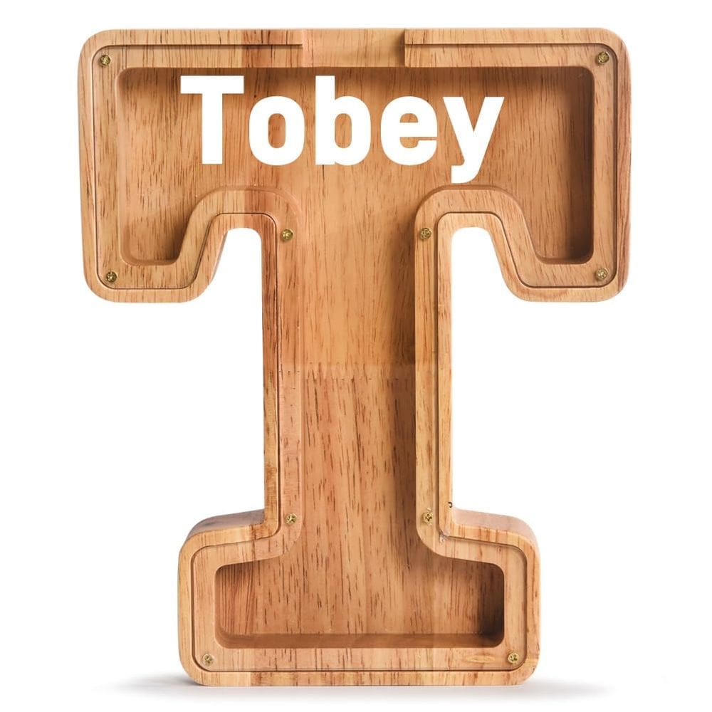 Piggy Bank PrimRend Wooden Letter Money Coin Cash Saving Bank