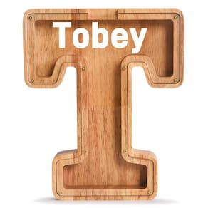 Piggy Bank PrimRend Wooden Letter Money Coin Cash Saving Bank