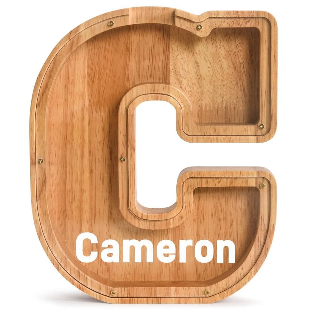 Piggy Bank PrimRend Wooden Letter Money Coin Cash Saving Bank