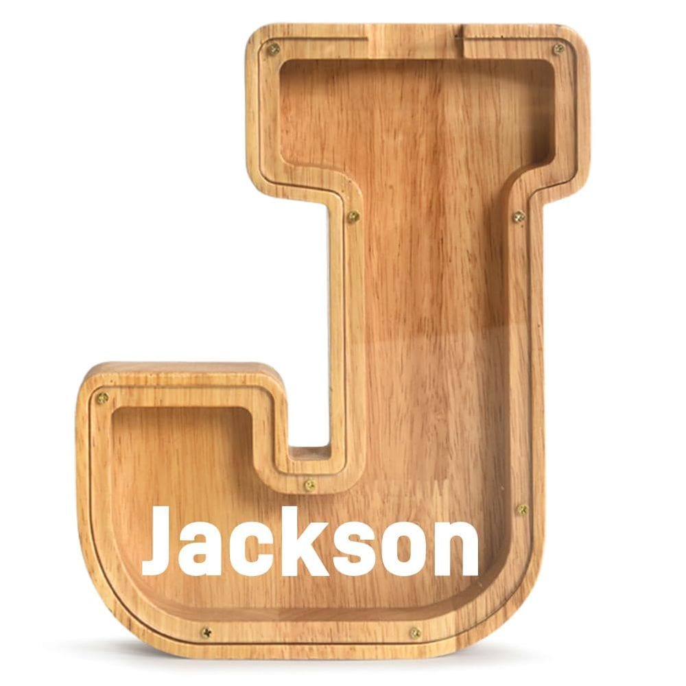 Piggy Bank PrimRend Wooden Letter Money Coin Cash Saving Bank