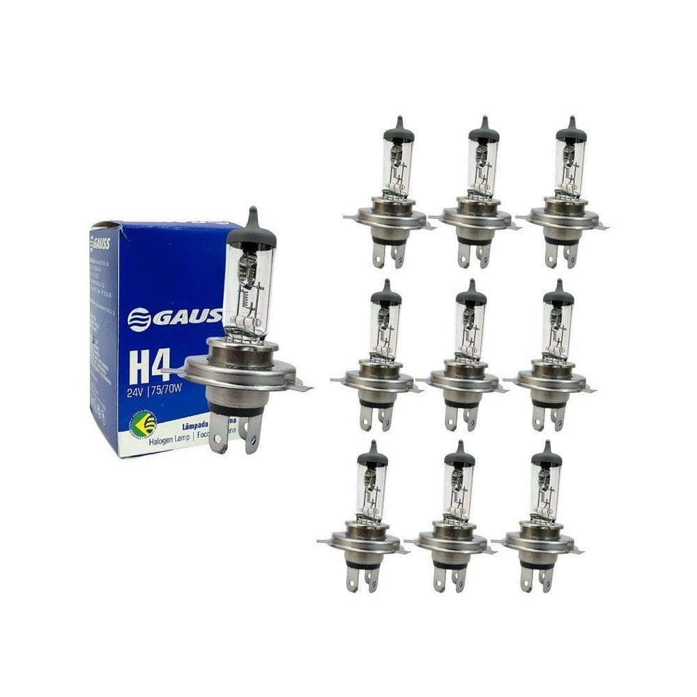 Kit 10 Lampadas H4 75/70W 24V Halogena Gauss Gl46H4 Inmetro