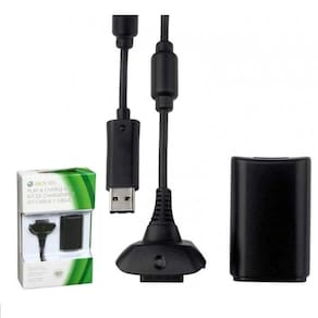 Bateria Recarregável Controle Xbox 360 Com Cabo E Carregador