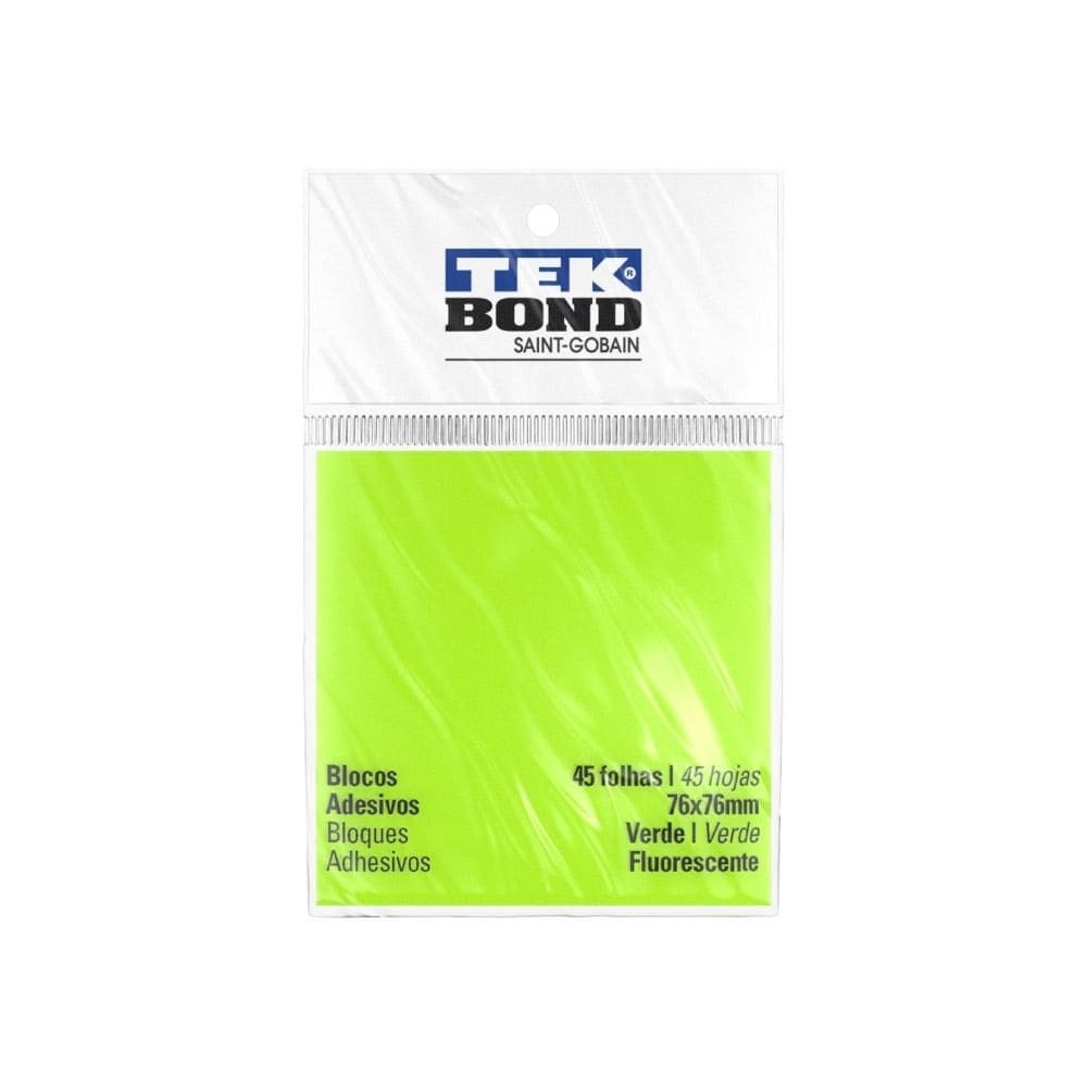 Bloco Adesivo Verde 76x76 45 Folhas Tek Bond