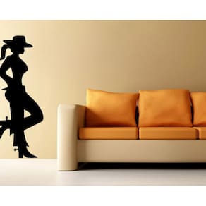 Adesivos Silhueta Mulher E Cowboy Na Parede