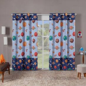 Cortina Infantil Planetas Para Quarto 3.00X2,20 Estampada