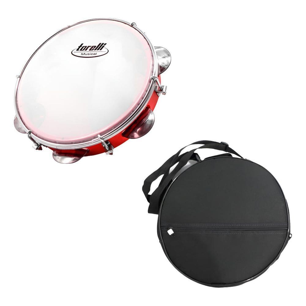 Pandeiro 8 Injetado Em Abs Torelli Vermelho Tp809 Com Bag