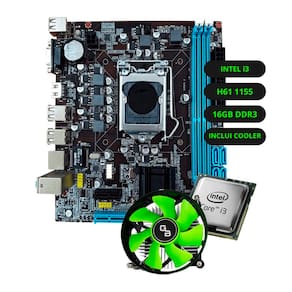 Kit Upgrade Intel Core i3 Placa Mãe H61 Memória Ram 16GB DDR3