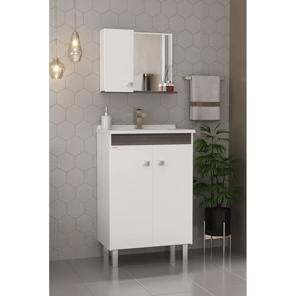 Conjunto de Banheiro Economico Branco c/ Amendoa 60CM - Fabribam