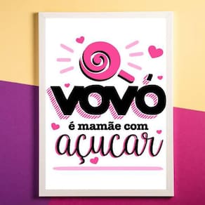 Quadro Decorativo Vovó É Mamãe Com Açúcar 34x23Cm