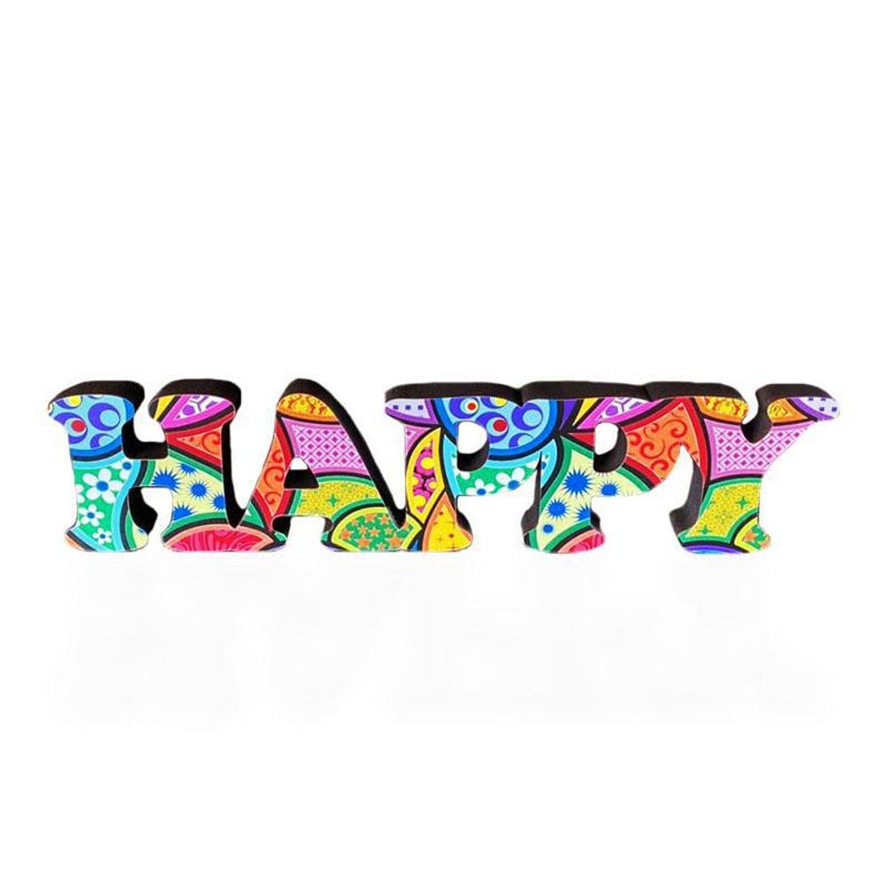 Palavra Happy Em Mdf Estampa Decoryou