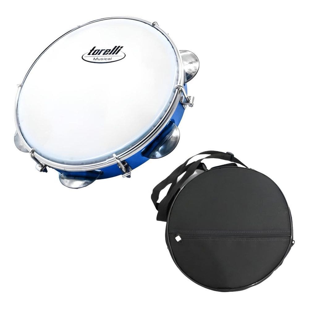 Pandeiro 8 Injetado Em Abs Torelli Azul Tp809 Com Capa Luxo
