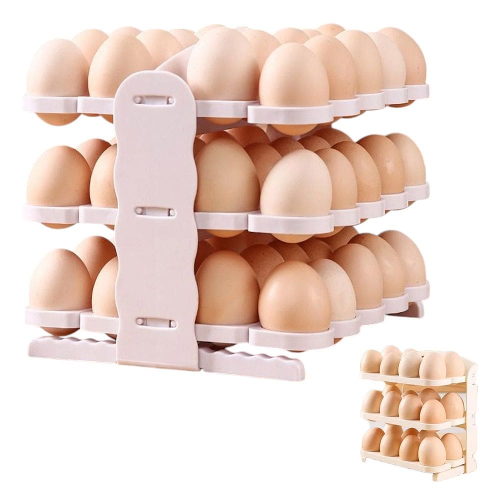 Porta Ovos Suporte 60 Ovos Organizador 3 Andares Geladeira Guarda Ovo Mesa Bancada Armario Cozinha Resistente Dobravel Armazenamento