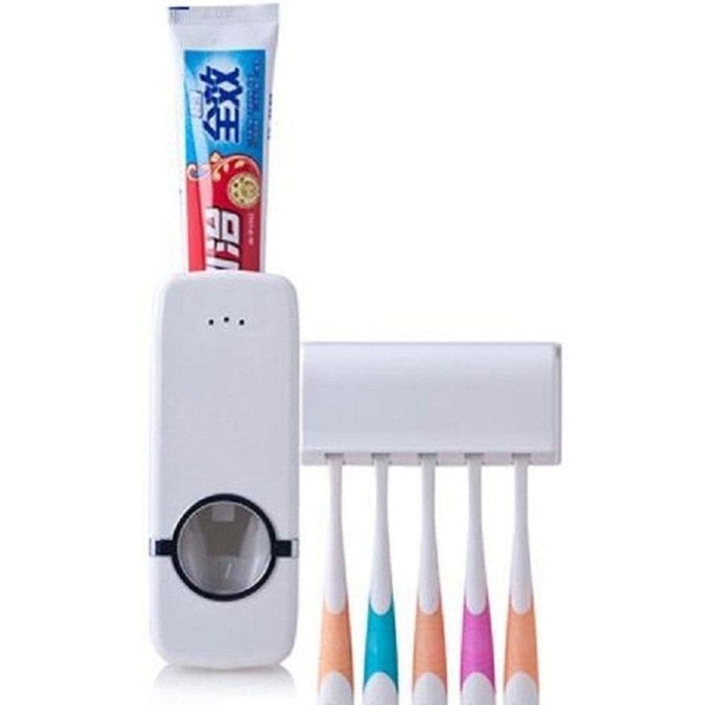 Dispenser Suporte Pasta De Dente Automático E Escova Branco
