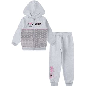 Conjunto Moletom Infantil felpudo Feminino com jaqueta capuz e calça